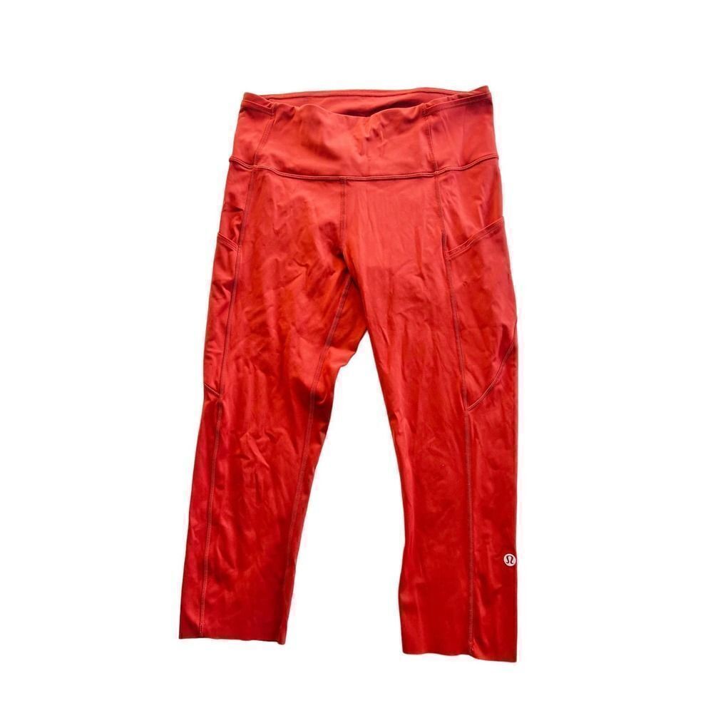 LULULEMON ATHLETICA LW6BCUS FAST AND FREE SIZE 6 BURNT ORANGE LEGGINGS